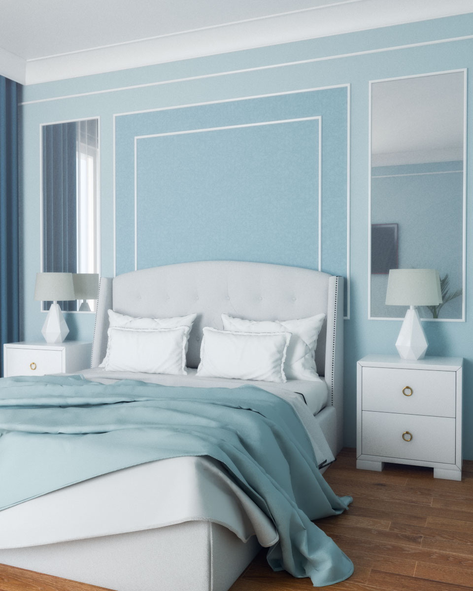 Unique Light Blue Walls Bedroom Ideas for Small Space