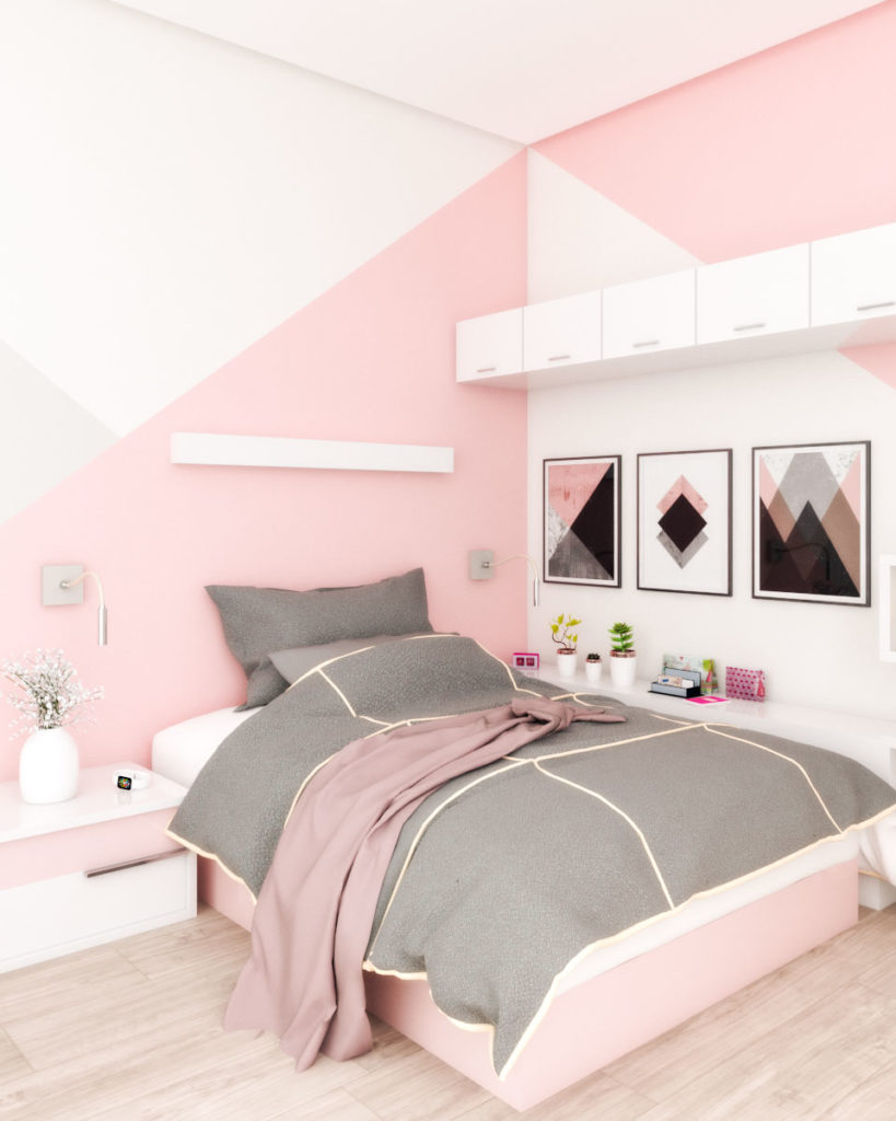 Small Rose Gold and White Bedroom