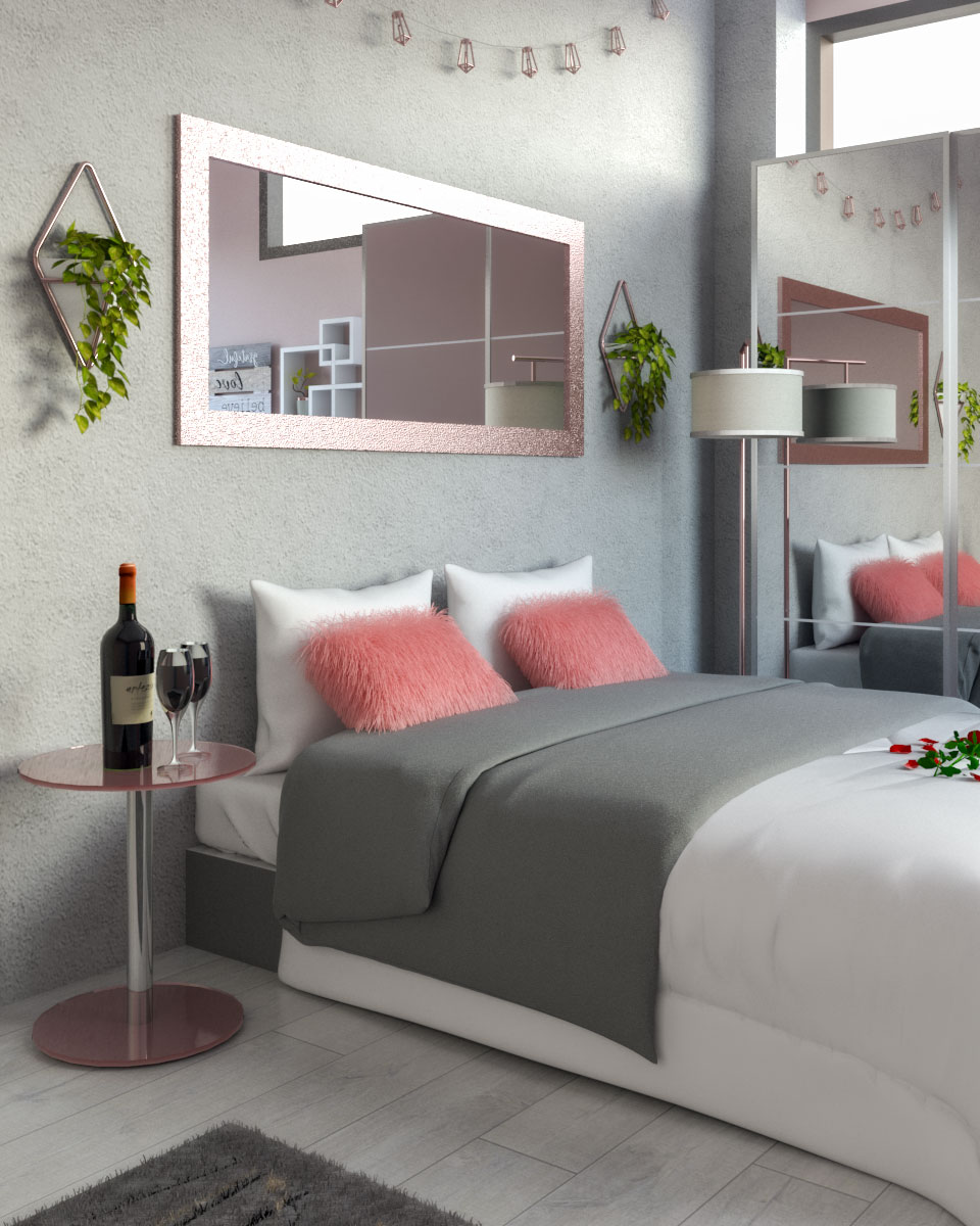 White, Rose Gold and Grey Bedroom Ideas