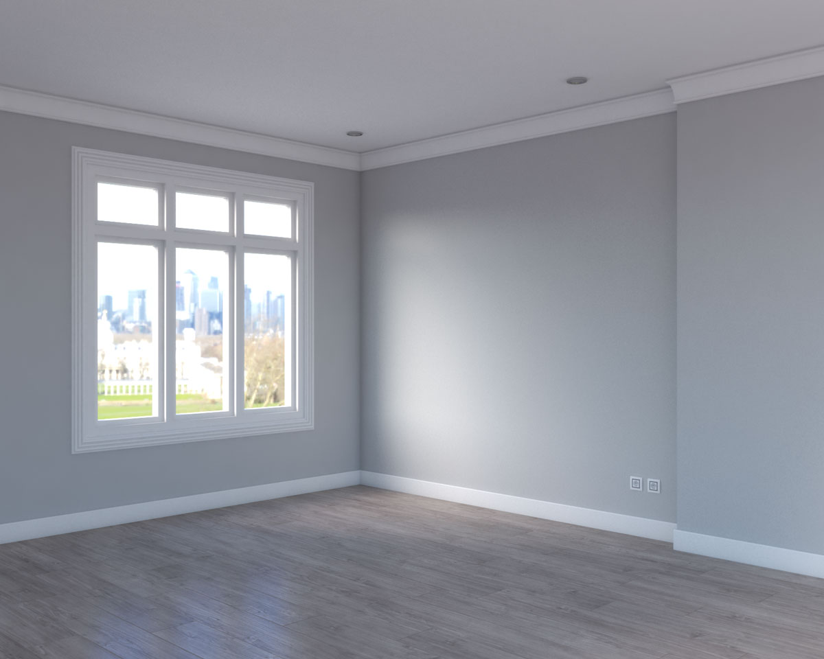 Gray Wall With Light Brown Wood Floor 