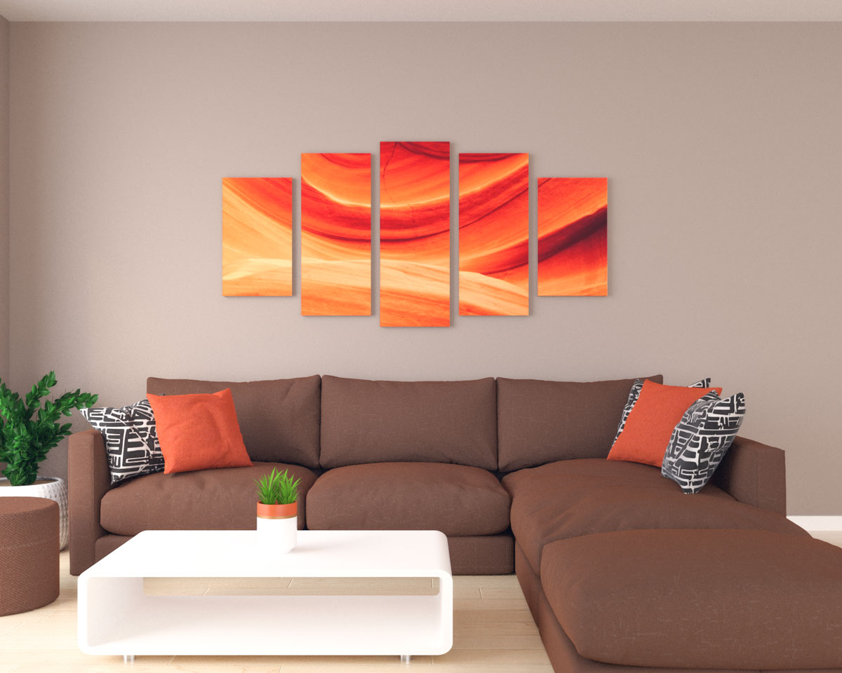 orange living room wall art