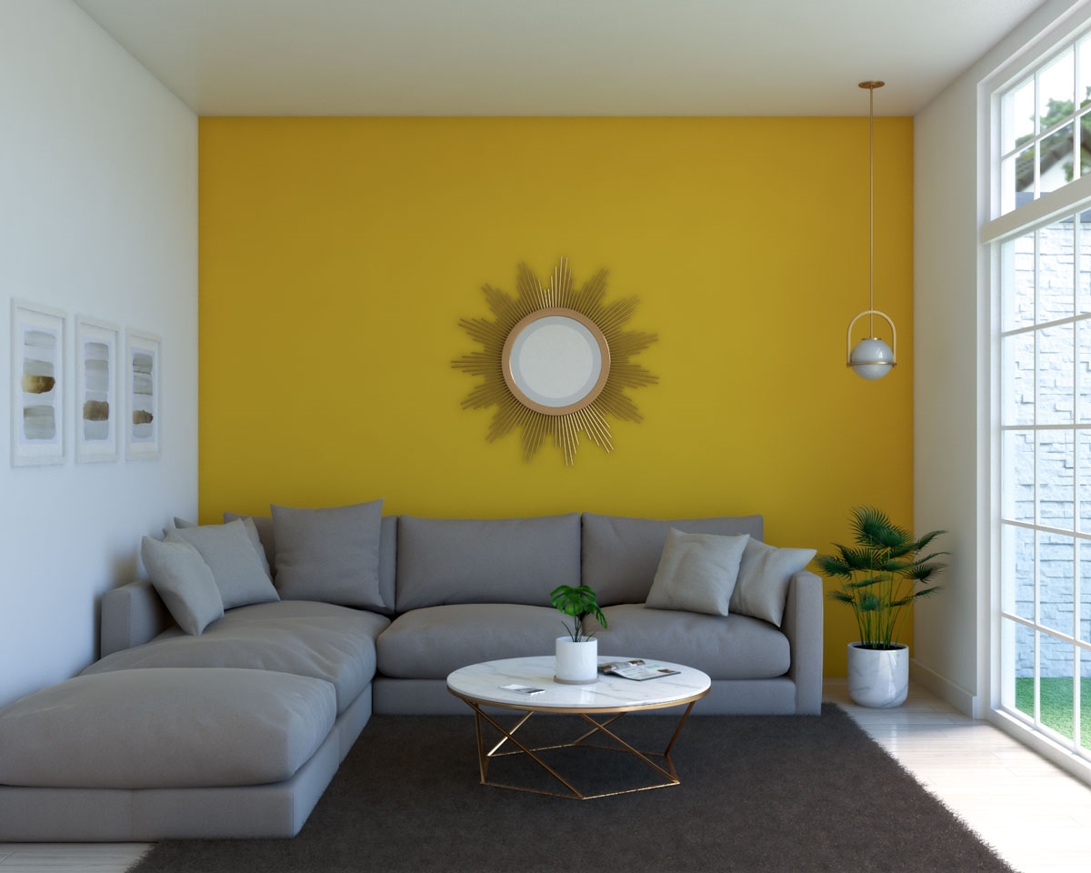 golden yellow walls in living room