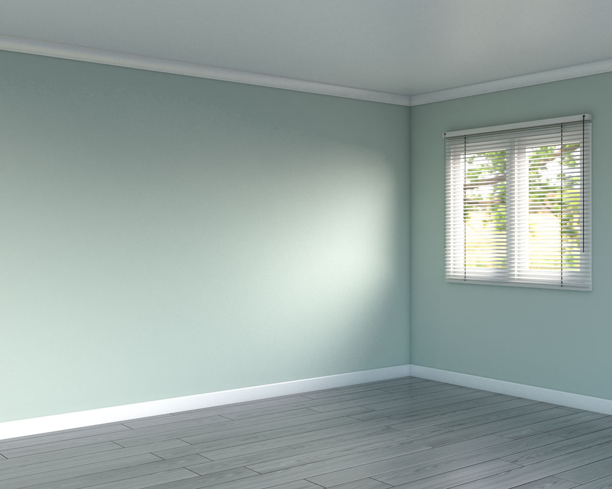 Sage green walls with gray floor