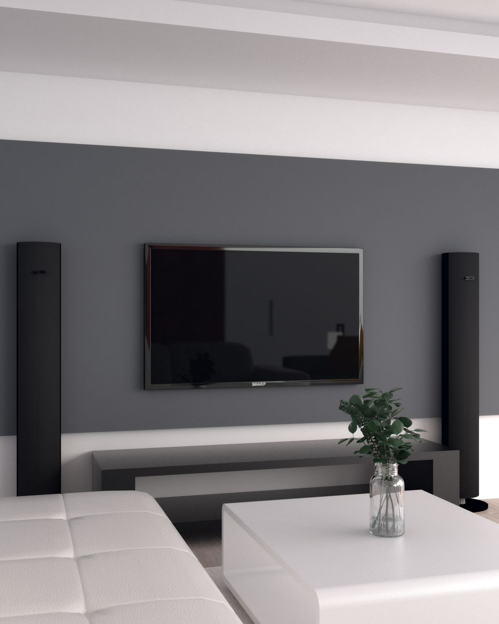 horizontal dark gray accent wall ideas behind Tv