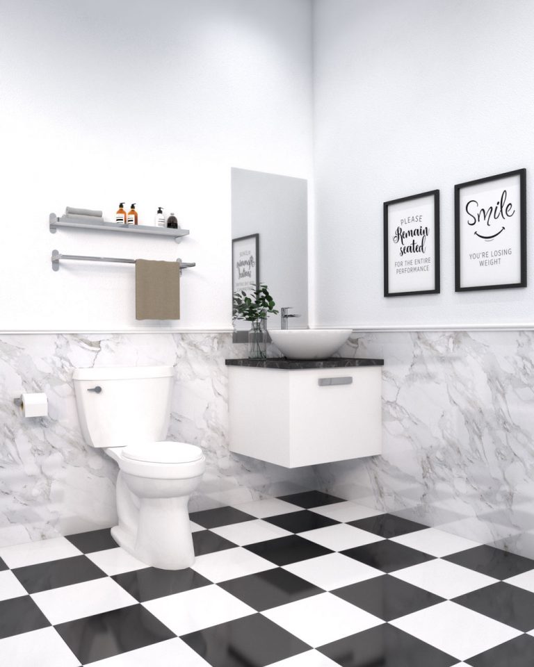 6 Stylish Wall Color Ideas for Bathroom with Black and White Tile ...