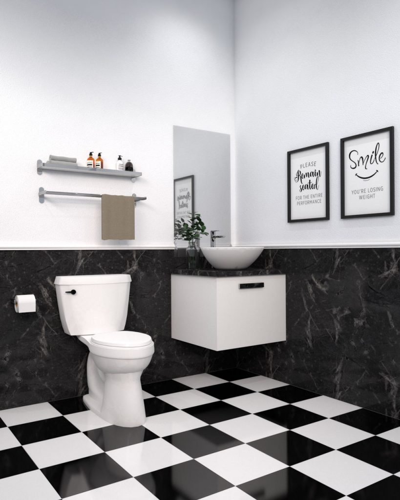 6 Stylish Wall Color Ideas for Bathroom with Black and White Tile ...