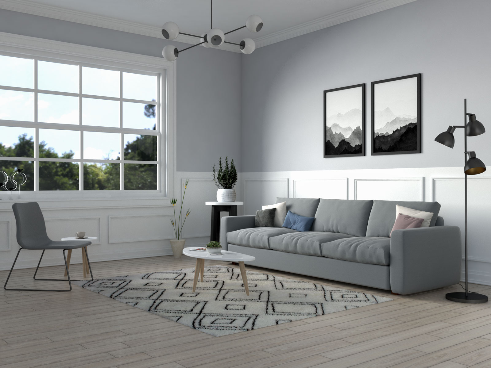 scandinavian rug living room