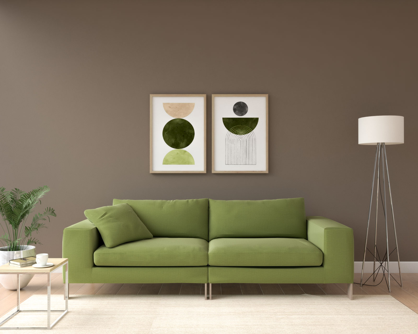 What Color Wall Goes With Olive Green Couch Roomdsign Com   Cedar Brown Walls With Olive Green Couch 