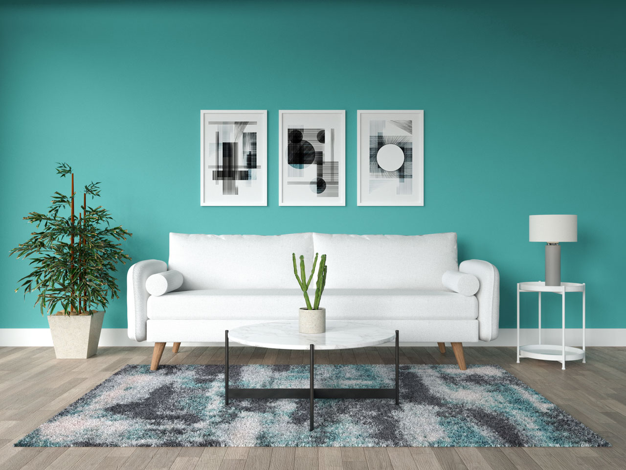 teal and beige living room decor