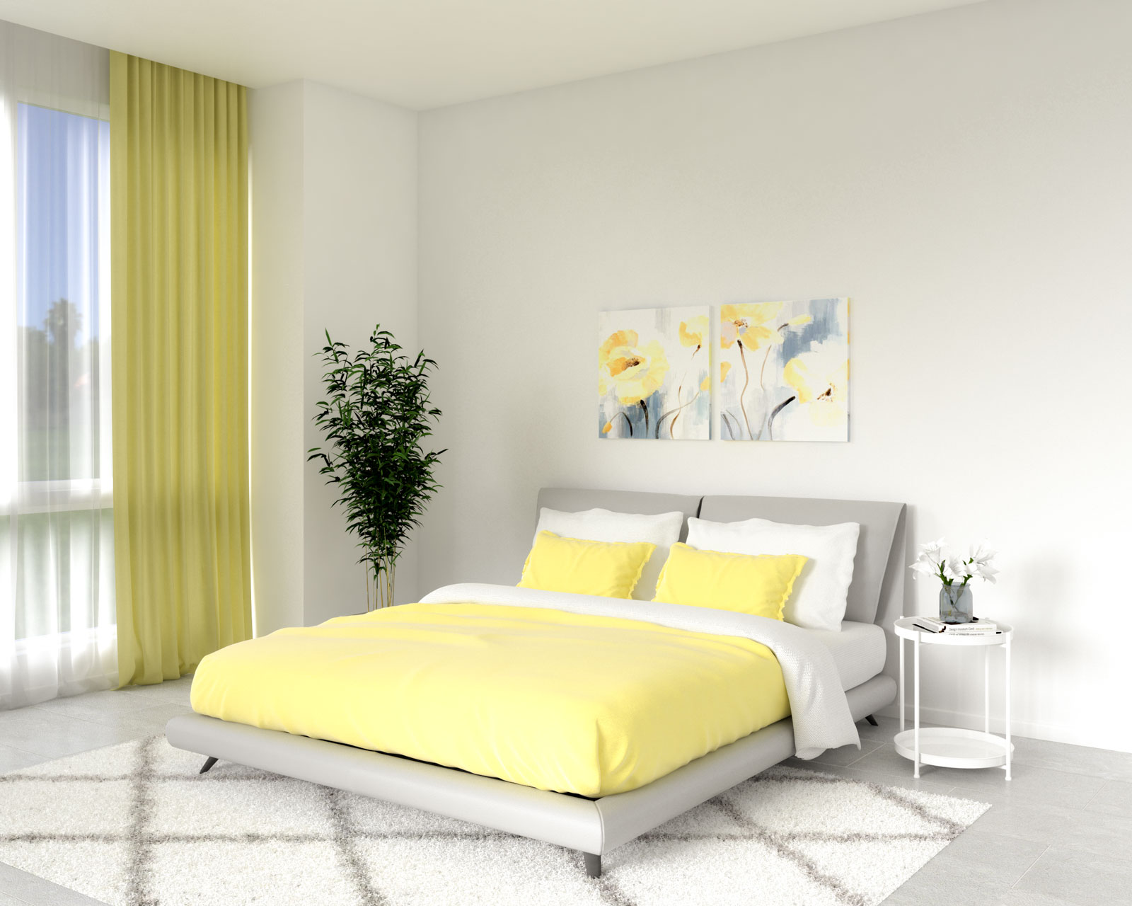 White And Yellow Bedroom Ideas 