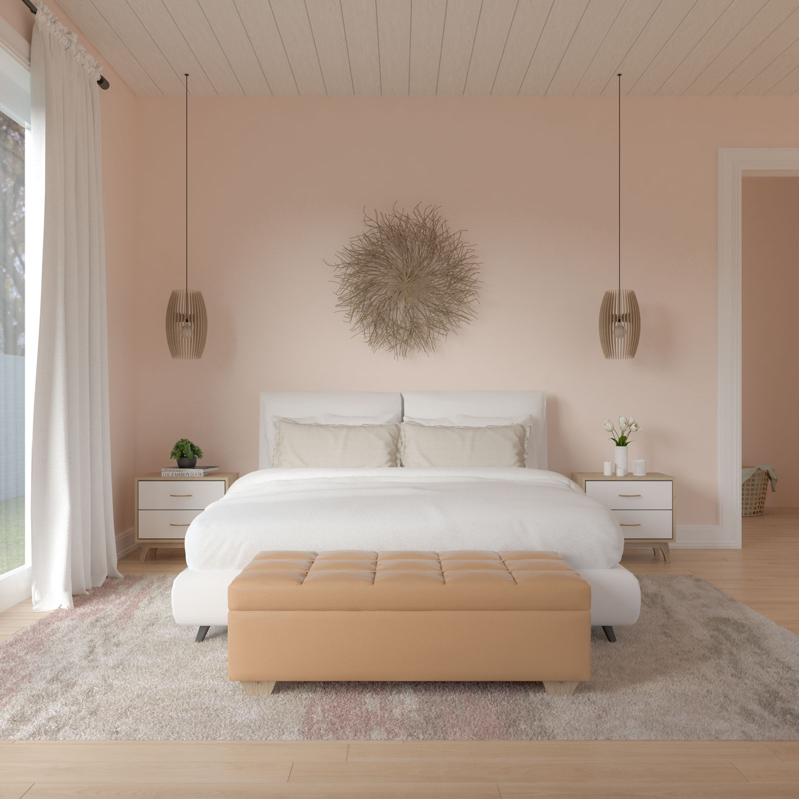 Bedroom with blush walls