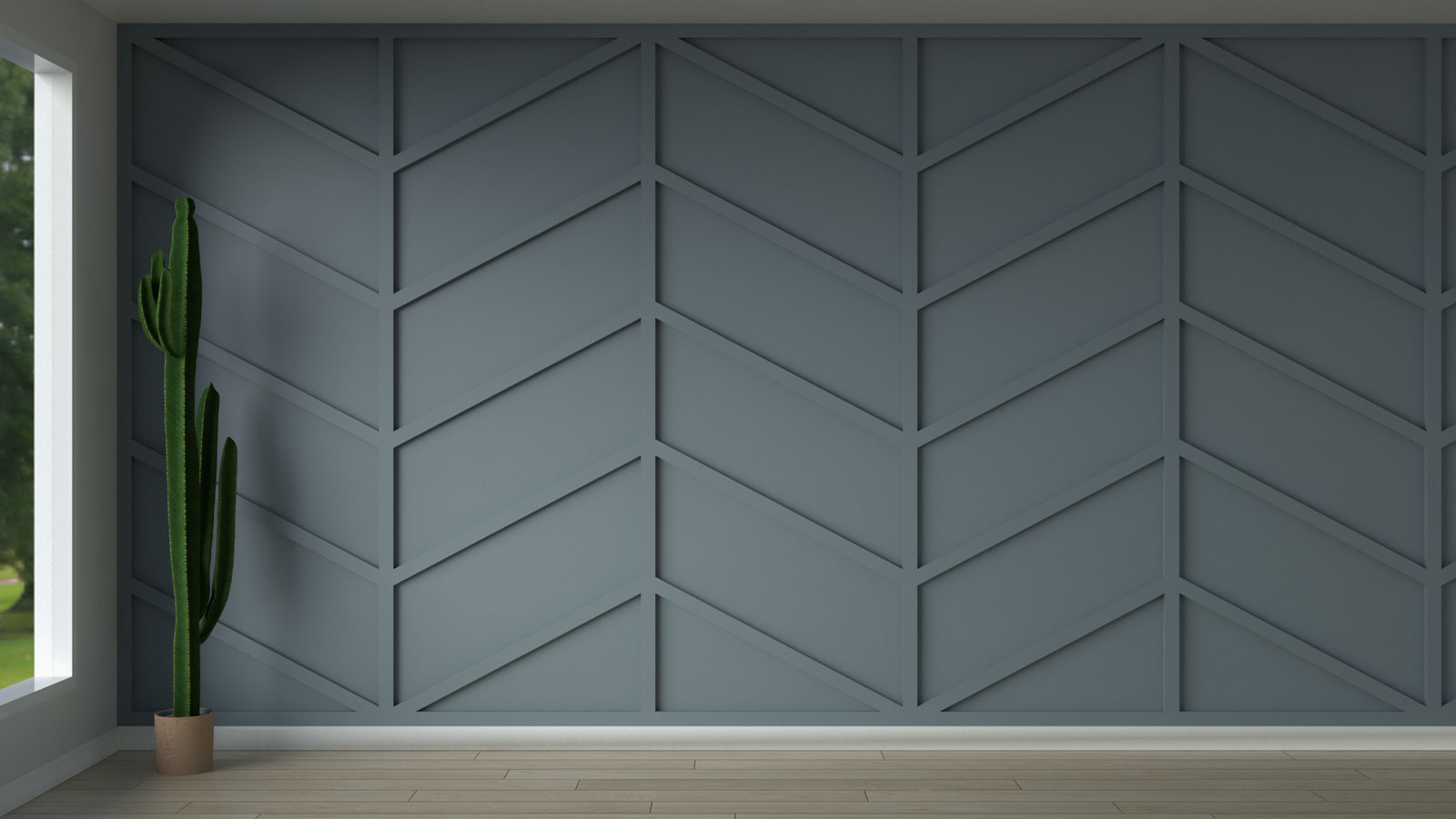 Wall molding with chevron pattern