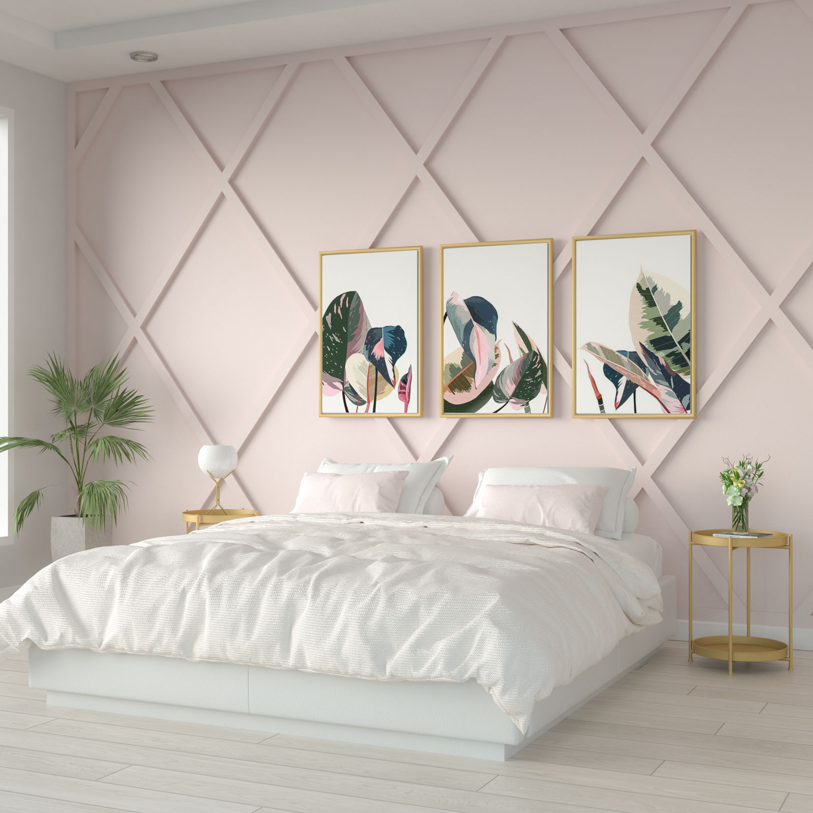 Bedroom with amour pink wall