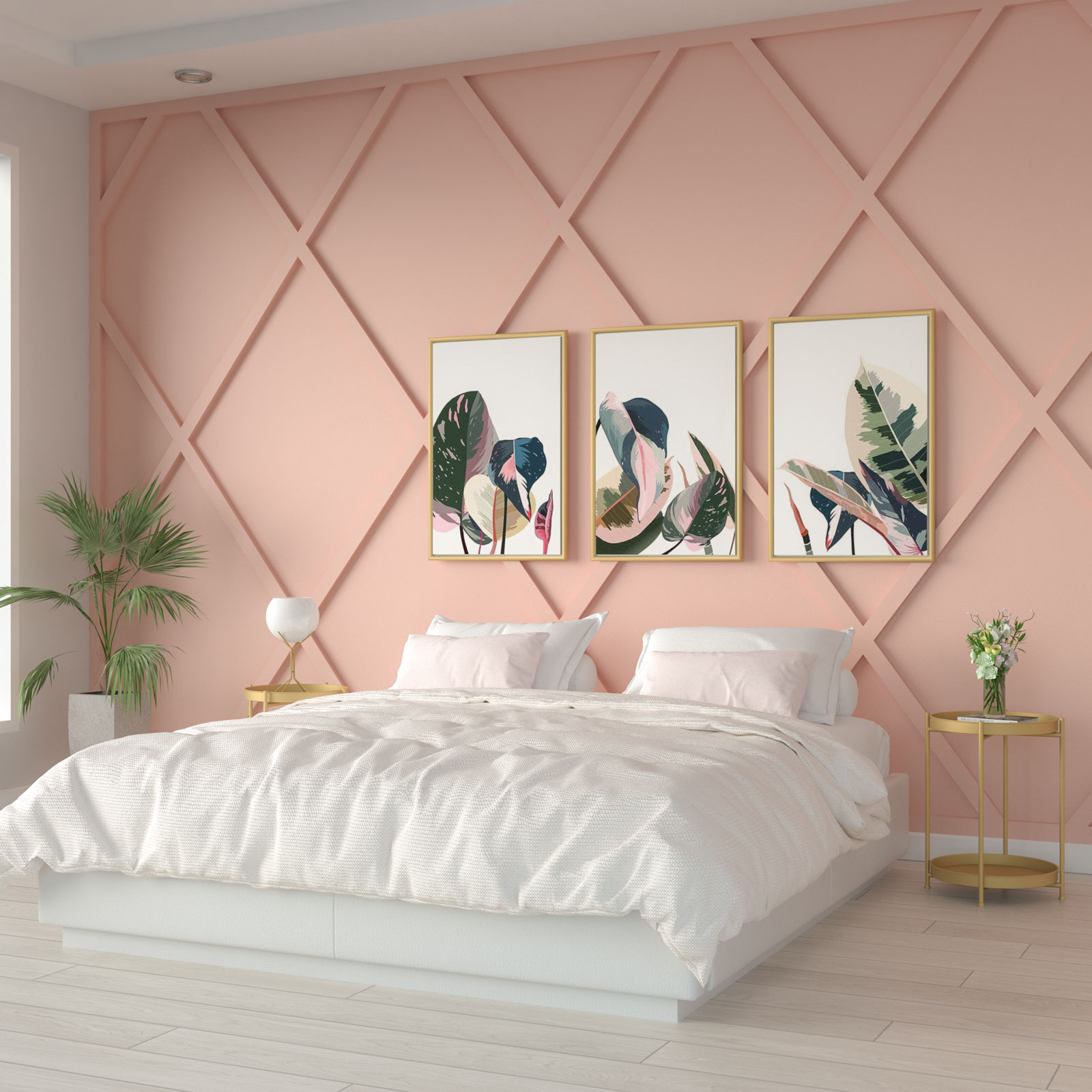 Youthful coral bedroom wall