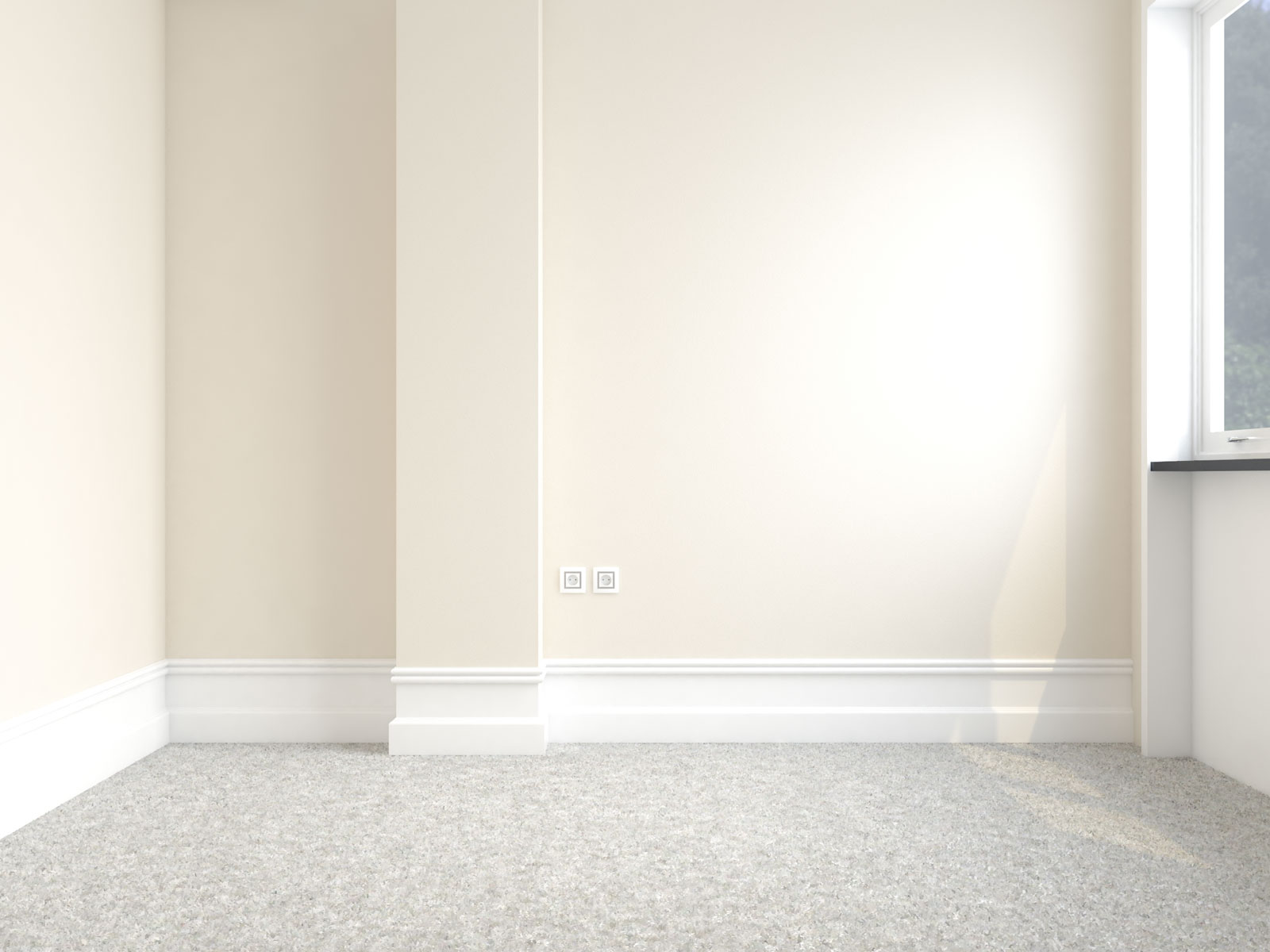 Beige walls with cream carpet floors
