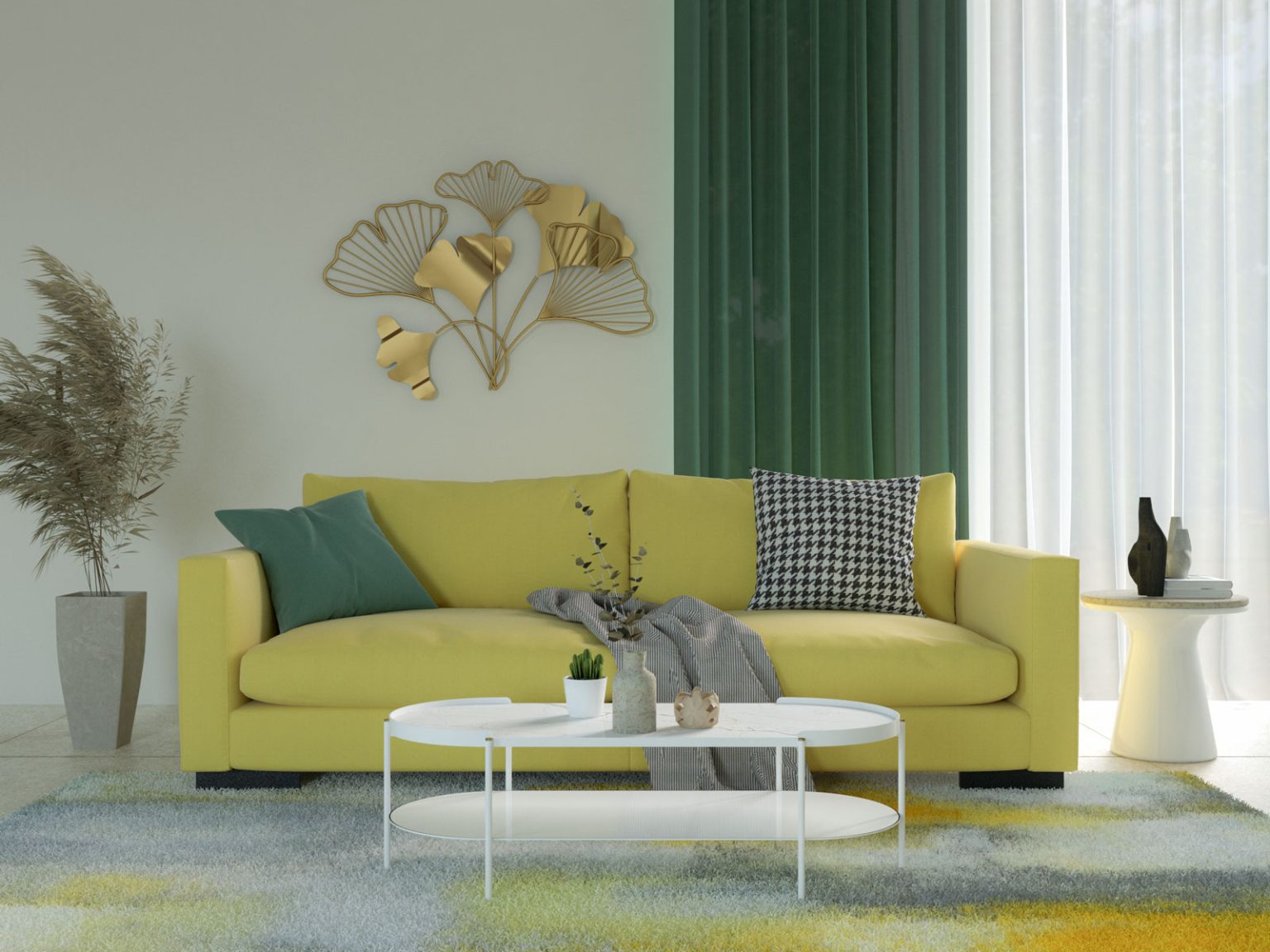 7 Charming Curtain Colors for a Yellow Couch
