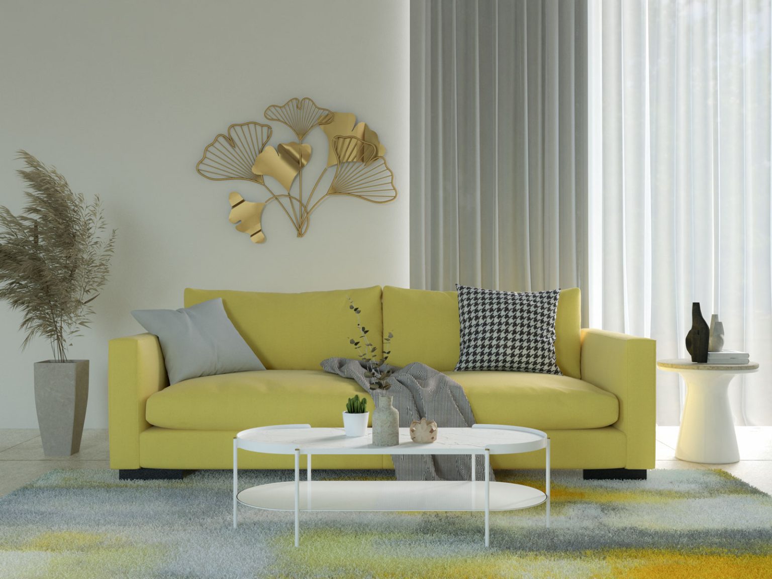 7 Charming Curtain Colors for a Yellow Couch