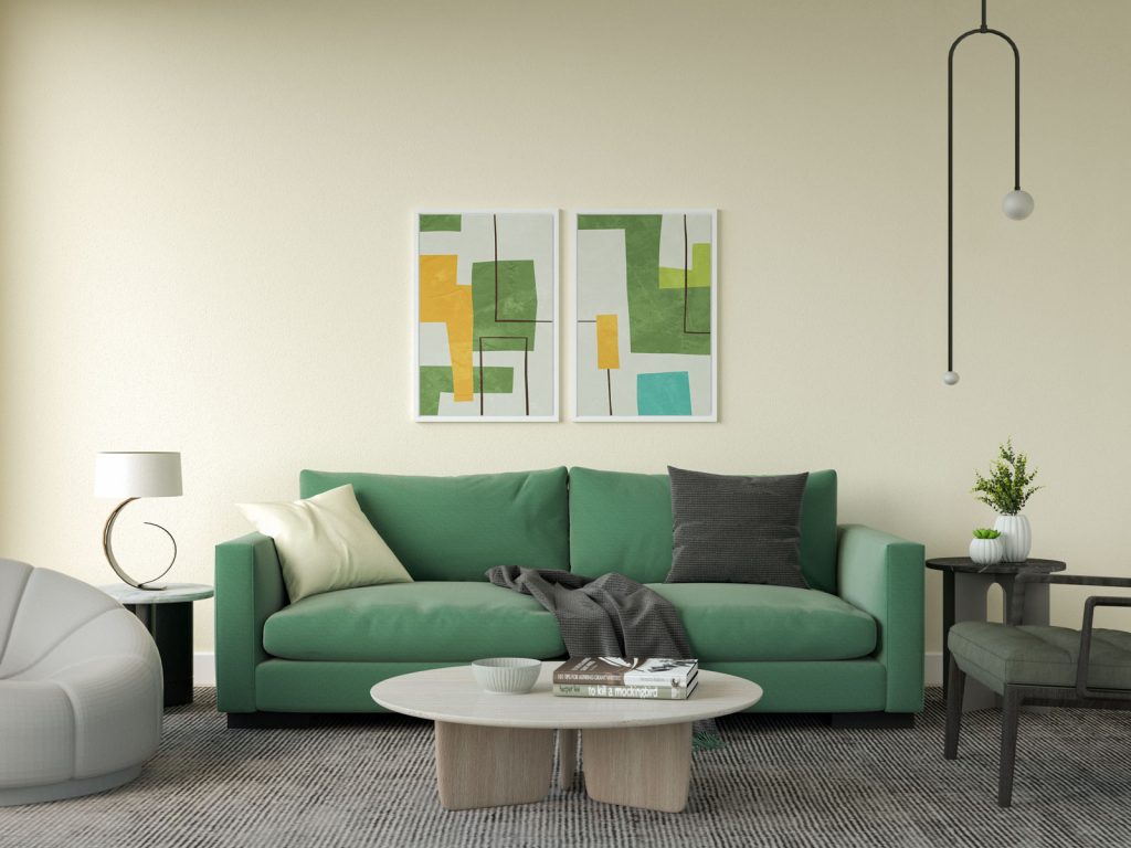 8 Wall Paint Colors That Go Beautifully With a Green Sofa