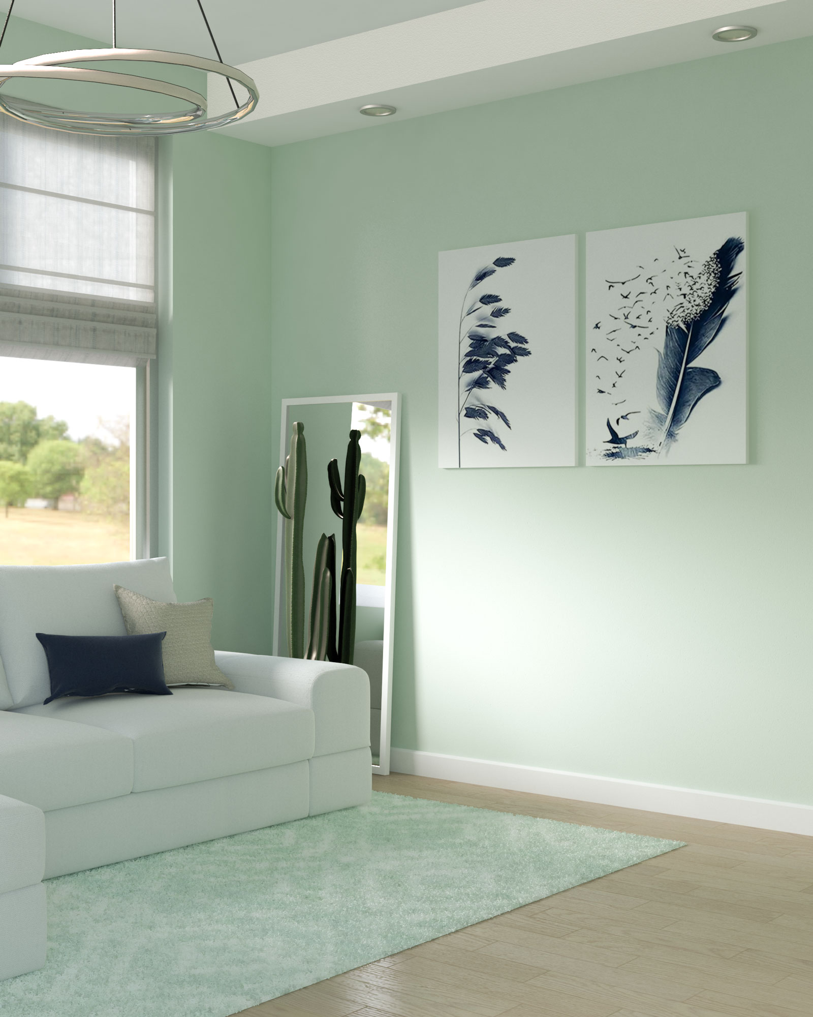 mint green wall living room