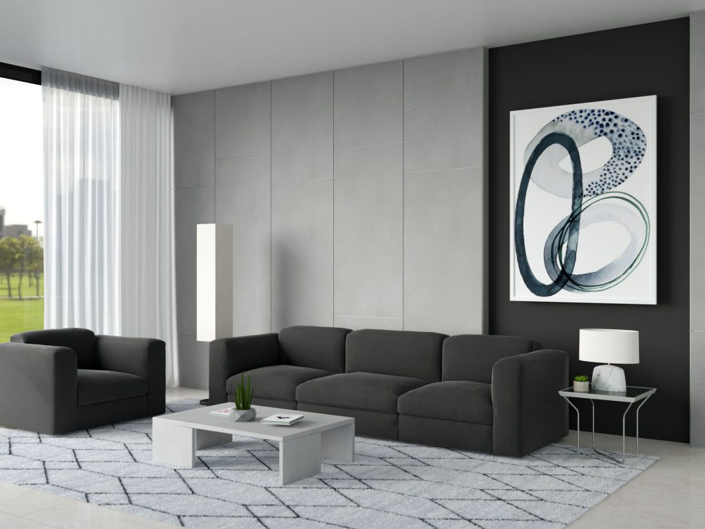 8 Dramatic Living Room Designs Showcasing a Black Couch