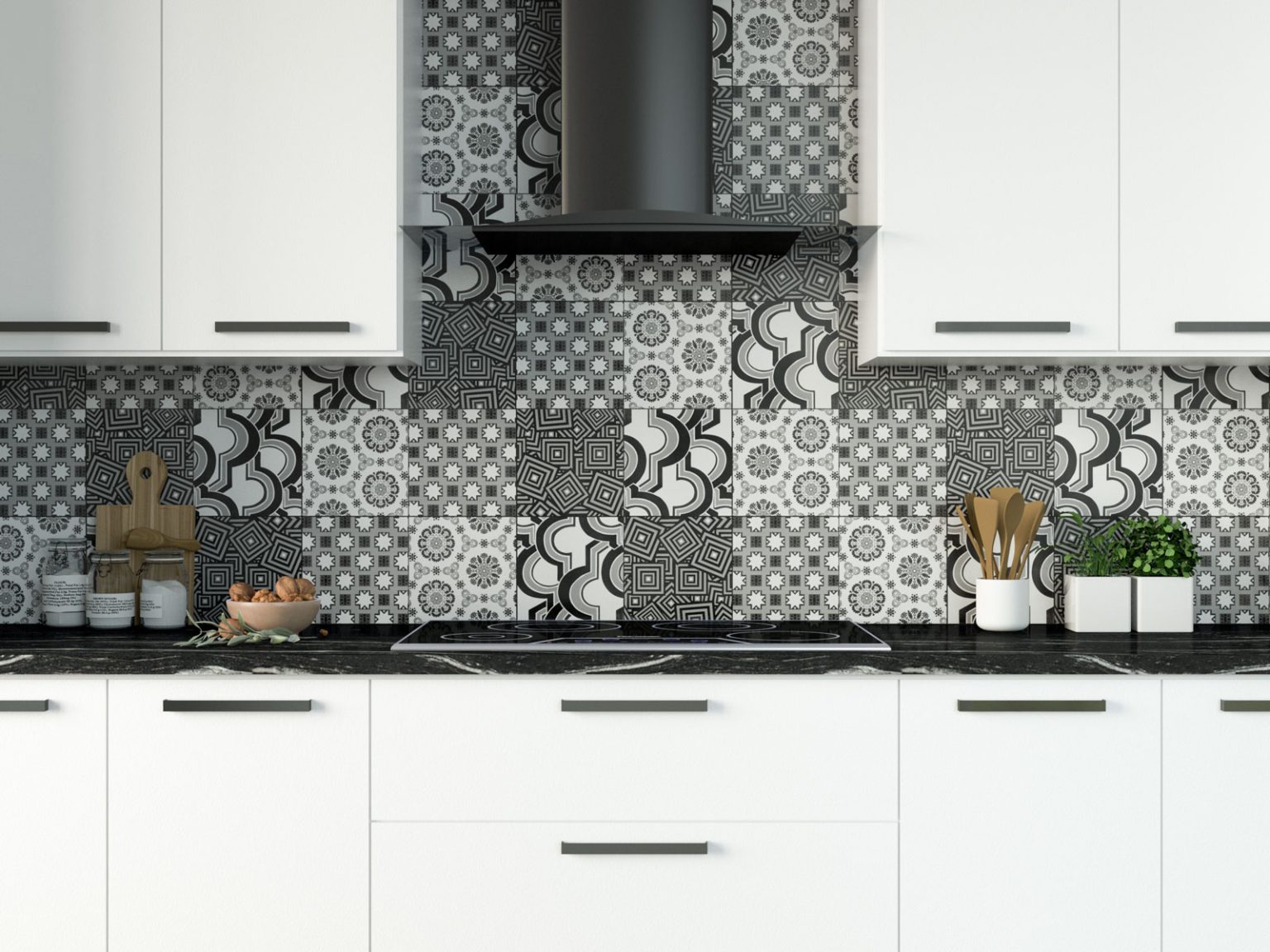 7 Stylish Ideas for Black and White Kitchen Backsplashes