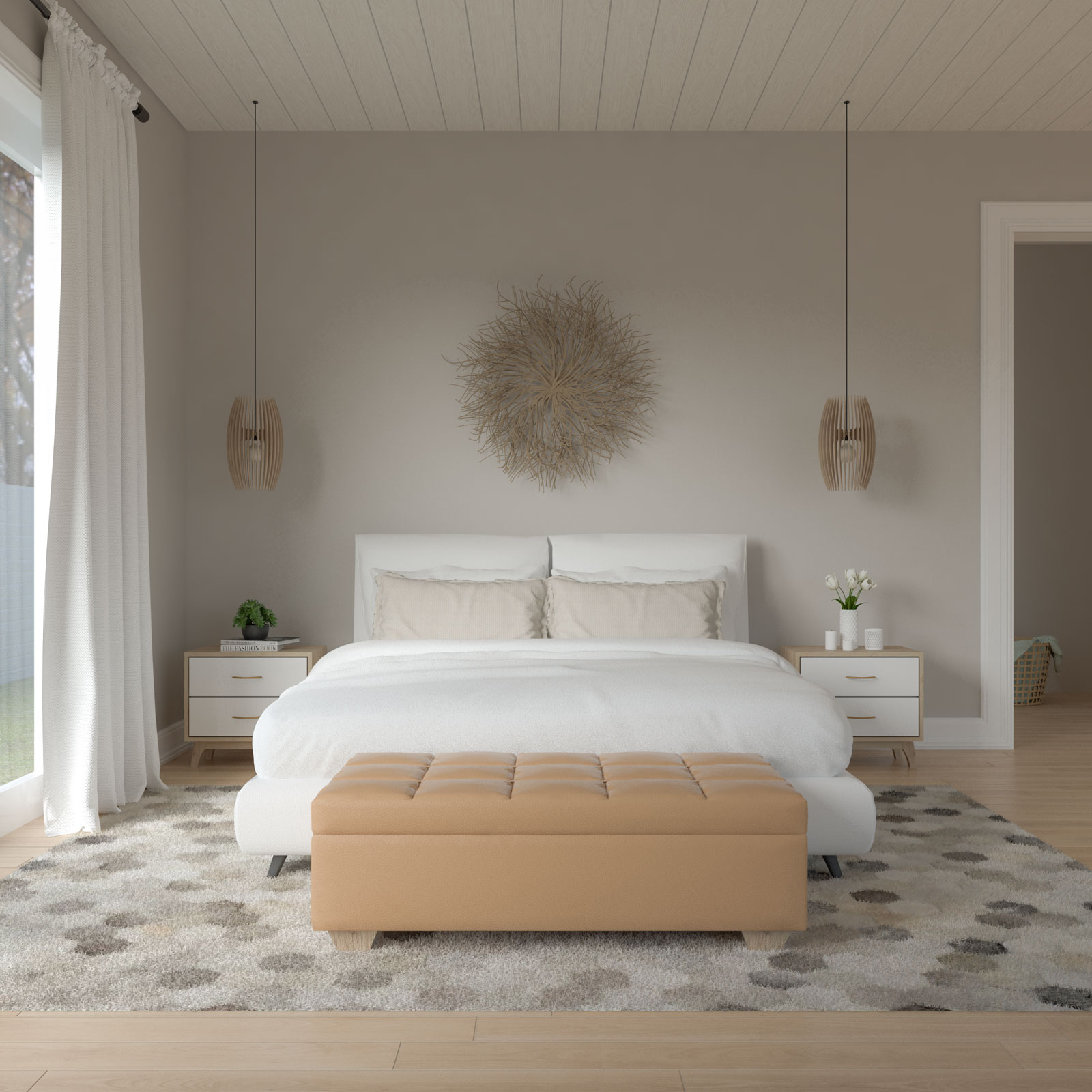 Bedroom with warm gray walls