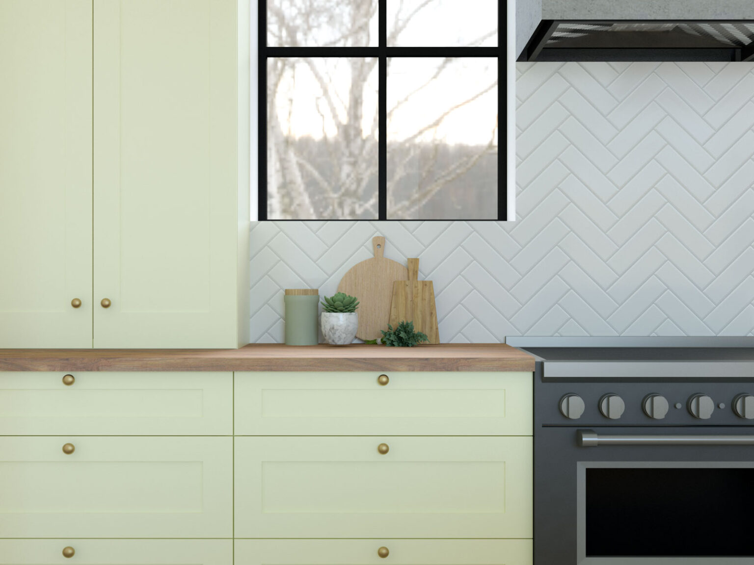 Yellow Kitchen Cabinets with Butcher Block Countertops: Bright ...