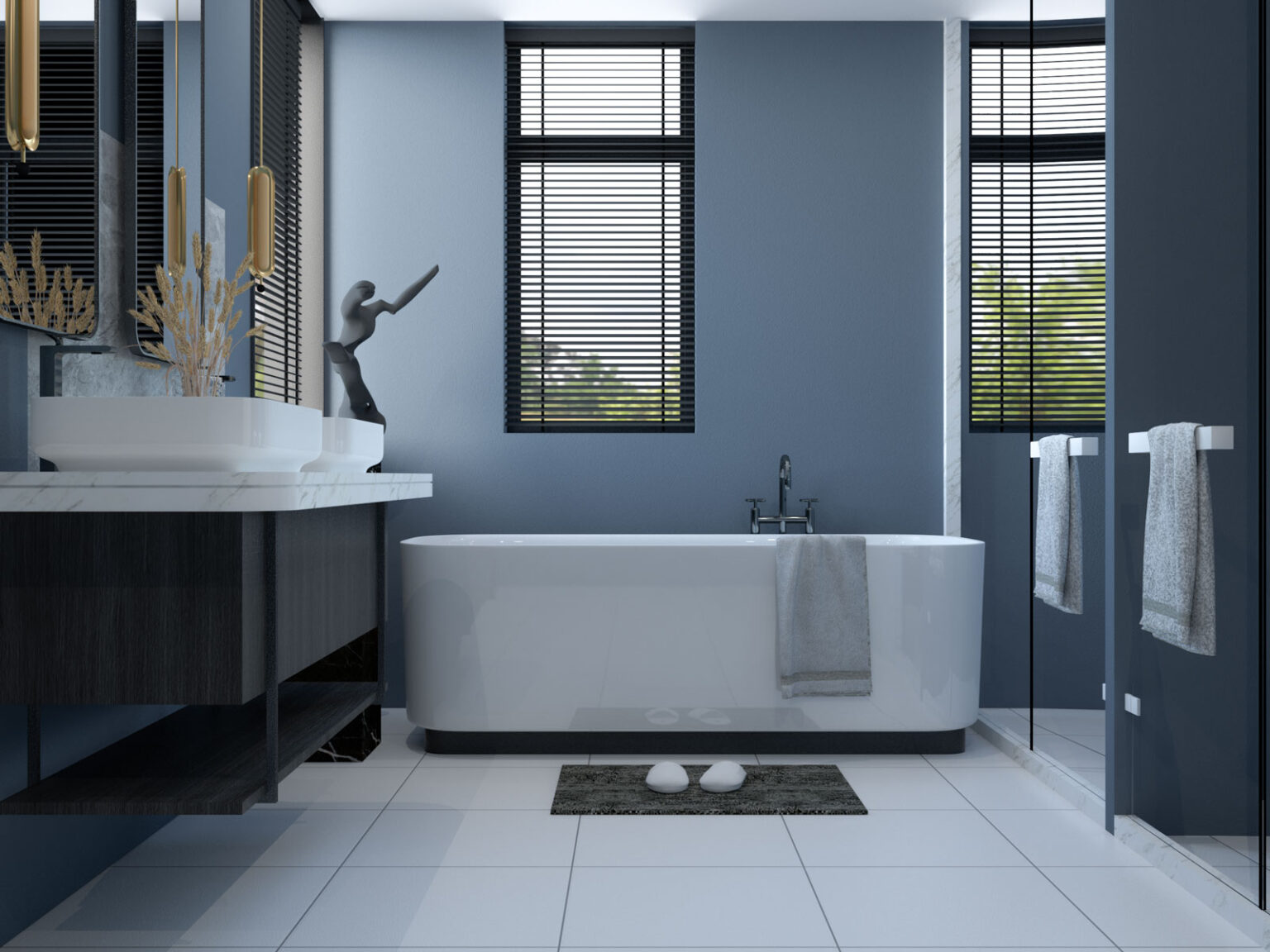 8 Exciting Wall Color Ideas for Bathroom with White Tile Flooring ...