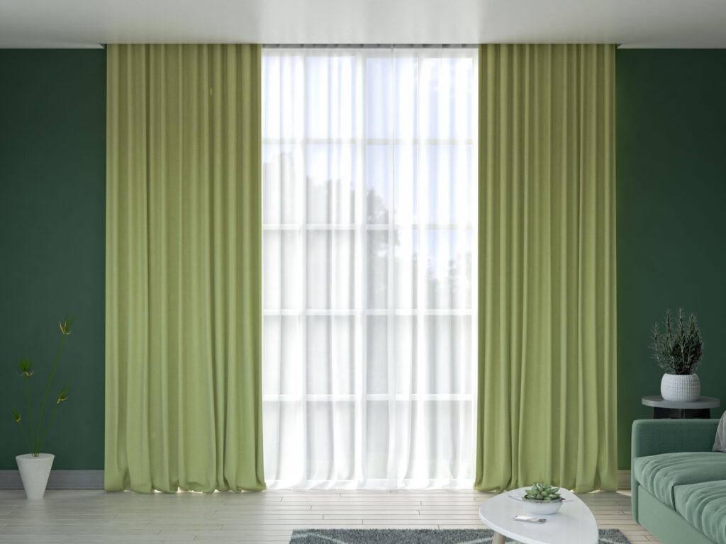 8 Curtain Colors to Enhance Dark Green Walls with Style