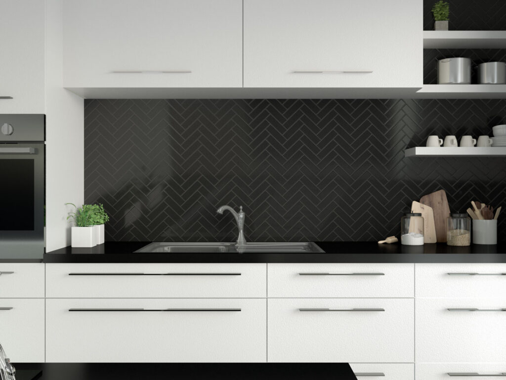 7 Kitchen Designs with Herringbone Tile Backsplash